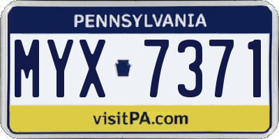 PA license plate MYX7371