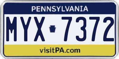 PA license plate MYX7372