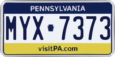 PA license plate MYX7373