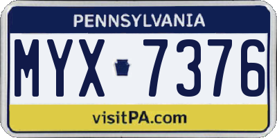 PA license plate MYX7376