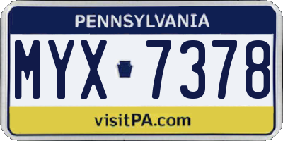 PA license plate MYX7378