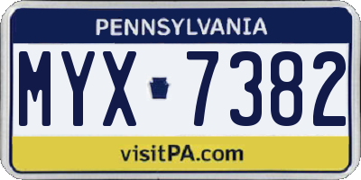 PA license plate MYX7382