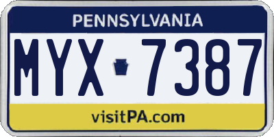 PA license plate MYX7387