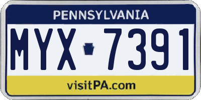 PA license plate MYX7391