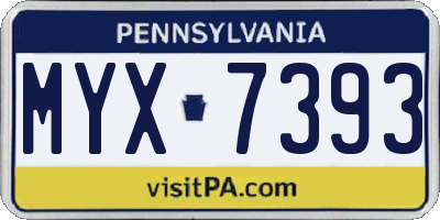 PA license plate MYX7393
