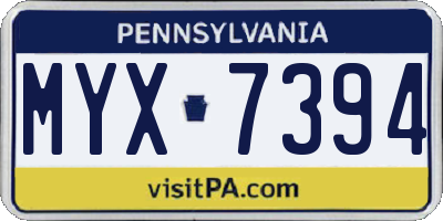 PA license plate MYX7394