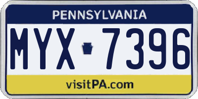 PA license plate MYX7396