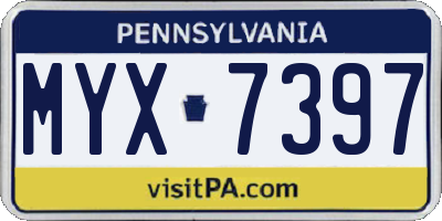 PA license plate MYX7397