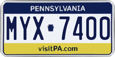 PA license plate MYX7400