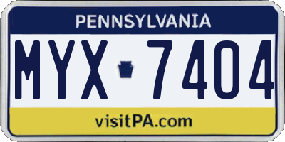 PA license plate MYX7404