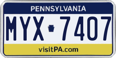 PA license plate MYX7407