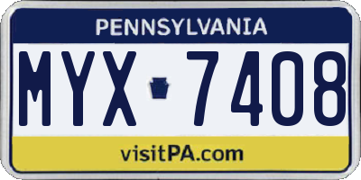 PA license plate MYX7408