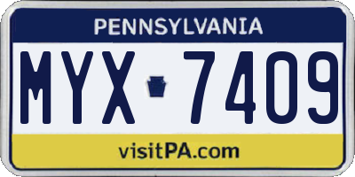 PA license plate MYX7409