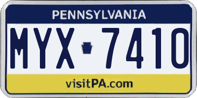PA license plate MYX7410