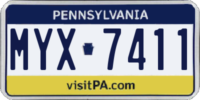 PA license plate MYX7411
