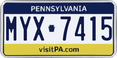PA license plate MYX7415
