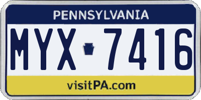 PA license plate MYX7416