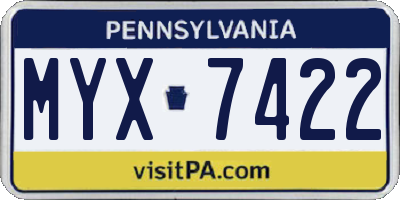 PA license plate MYX7422