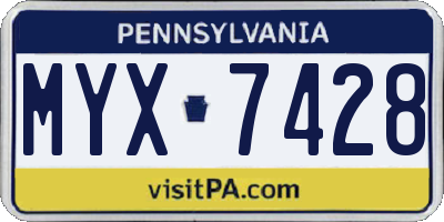 PA license plate MYX7428