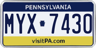 PA license plate MYX7430
