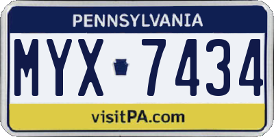 PA license plate MYX7434