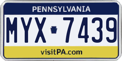 PA license plate MYX7439