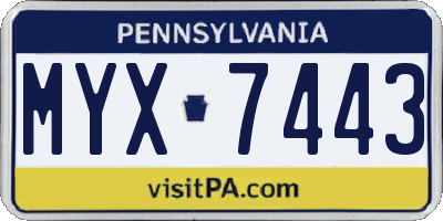 PA license plate MYX7443