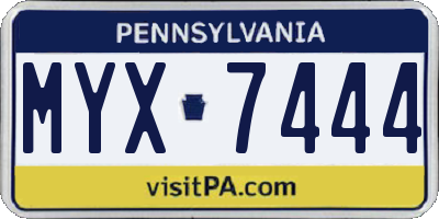 PA license plate MYX7444