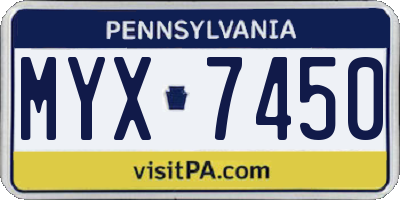PA license plate MYX7450