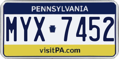 PA license plate MYX7452