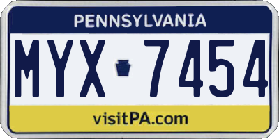 PA license plate MYX7454