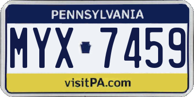 PA license plate MYX7459