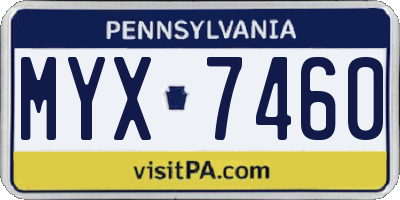PA license plate MYX7460