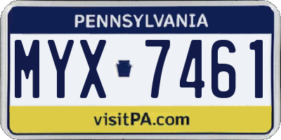 PA license plate MYX7461