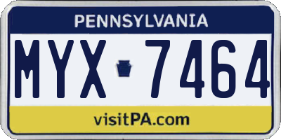 PA license plate MYX7464
