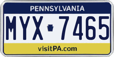 PA license plate MYX7465