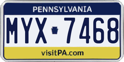 PA license plate MYX7468
