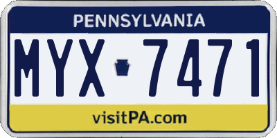 PA license plate MYX7471