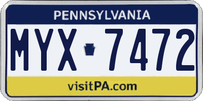 PA license plate MYX7472