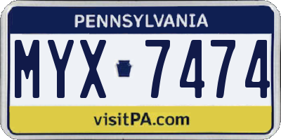 PA license plate MYX7474