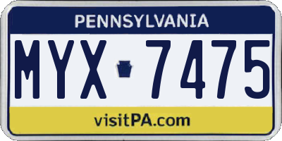 PA license plate MYX7475
