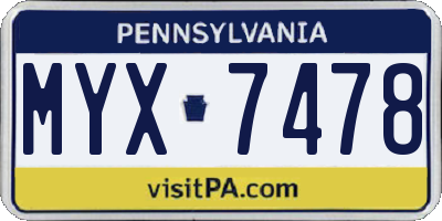 PA license plate MYX7478