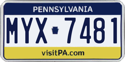PA license plate MYX7481