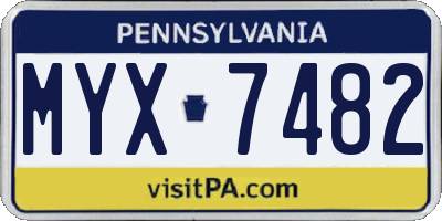 PA license plate MYX7482