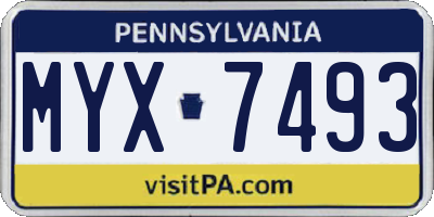 PA license plate MYX7493