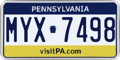 PA license plate MYX7498