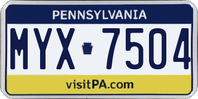 PA license plate MYX7504