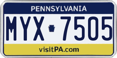 PA license plate MYX7505