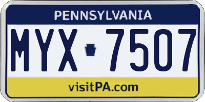 PA license plate MYX7507