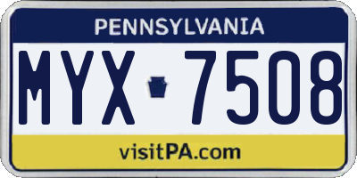 PA license plate MYX7508